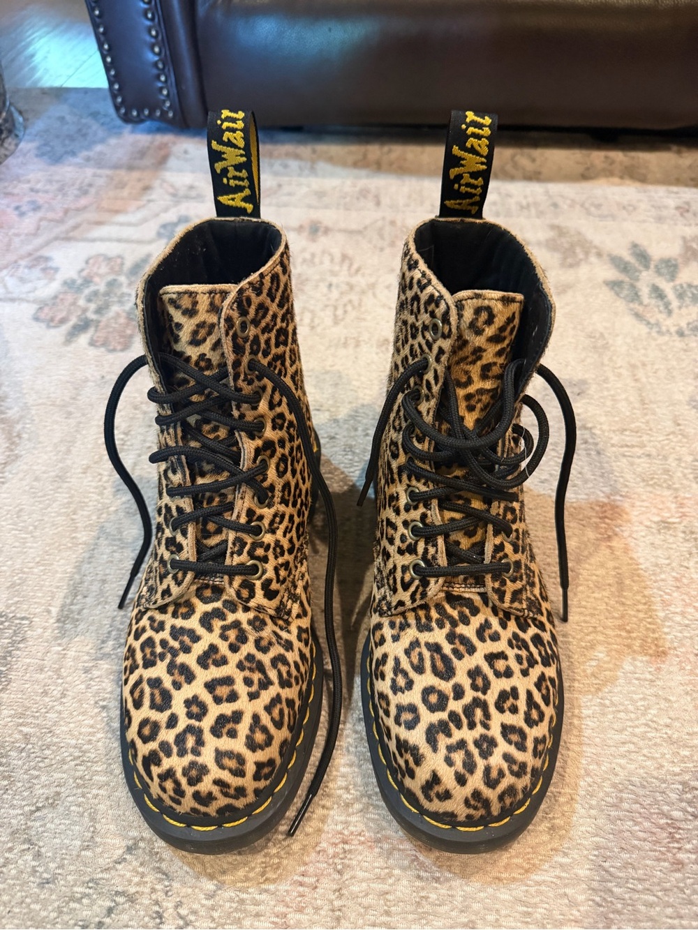 Dr. Martens Leopard Print and Black Lace-Up Boot